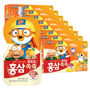 팔도 뽀로로 홍삼쏙쏙 오렌지맛 음료, 1L, 8개