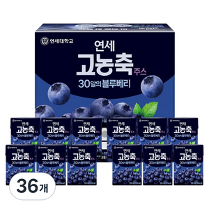 연세유업 고농축주스 30알의 블루베리, 36개, 120ml