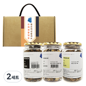 산해랑 프리미엄 수제 전통차 3종 선물세트, 2세트, 우엉차 + 도라지차 + 연근차