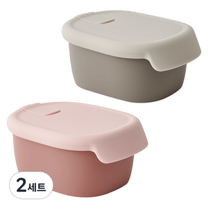 퍼기 이중밀폐 실리콘 이유식 보관용기, 200ml, 드라이로즈 + 토프브라운, 2세트