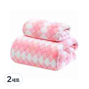 소니오 다이아몬드 컬러 바스 비치타월 폴리에스터사 35 x 75 cm + 70 x 140 cm 세트, 01 핑크, 2세트