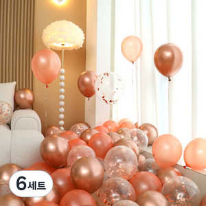 피앤비유니티 풍선 50p 세트 로즈골드, 04 로즈골드 컨페티 3색혼합, 6세트