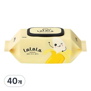 랄랄라 바나나 물티슈 캡형, 40개, 70매, 70g