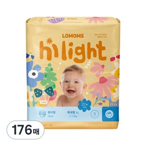 로맘스 하이라이트 팬티형 기저귀 남여공용 특대형 XL, 176매, 5단계