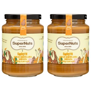 슈퍼너츠 100% 땅콩버터 스무스, 460g, 2개