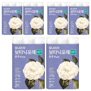 모나리자 보타닉포레 순수 천연펄프 3겹 데코 고급롤화장지, 27m, 30개입, 6개