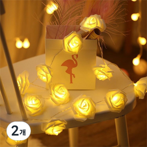 쿼르디 LED 장미 줄 전구 5cm 깜박임 6m 40구, 웜 화이트, 2개