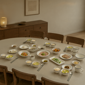 윤도자기 코지 6인 그릇세트 31p, 브라운, 블루, 그레이, 1세트, 식기 31p