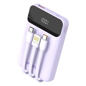 어반어스 PD 22.5W 고속충전 멀티 케이블 대용량 일체형 미니 보조배터리 10000mAh, 퍼플, UB-PA10P23WA2C
