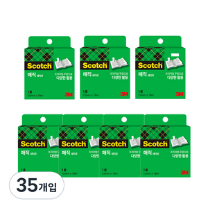 스카치 매직 테이프 리필 12mm x 18m, 혼합 색상, 35개