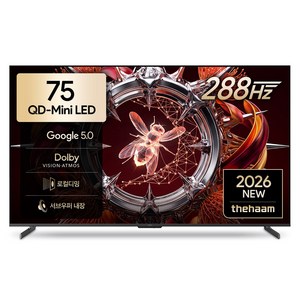 더함 4K UHD QD MINILED 288Hz 로컬디밍 돌비 AI 구글 5.0 스마트TV, 191cm(75인치), UA751MINILED N10S Google5.0 288Hz, 무타공 벽걸이형, 방문설치