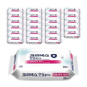 크리넥스 안심 물티슈 휴대형, 4.644g, 20매, 24개
