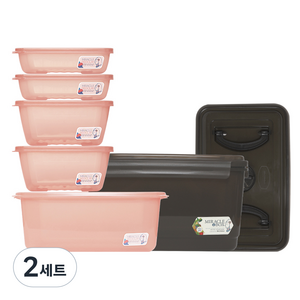 미라네주방 미라클통 황토 김치통 세트, 2세트, 6호