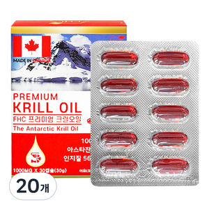FHC 프리미엄 크릴오일 30g, 30정, 20개