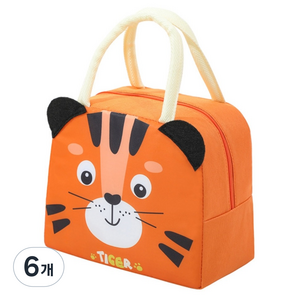 비투윈 도시락 보온보냉가방 호랑이, 오렌지, 6개