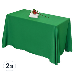 블럭마트 직사각형 룸 패브릭 테이블 식탁보, 그린, 180 x 220 cm, 2개