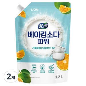참그린 베이킹소다 파워 주방세제 리필, 2개, 1.2L