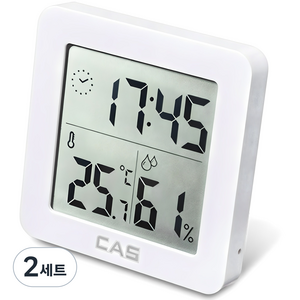 카스 디지털 온습도계 T025 + 배터리 CR2032, 2세트, 화이트