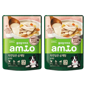 풀무원아미오 전연령 강아지 자연담은 삼계탕 습식사료, 닭, 80g, 2개