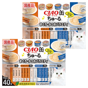 이나바 챠오츄르 고양이 버라이어티 짜먹는간식 세트, 혼합맛(참치/가다랑어), 560g, 2개