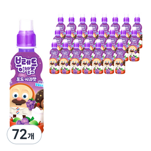 롯데칠성음료 브레드이발소 포도 사과, 235ml, 72개