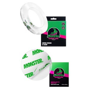 몬스터겔 몬스터 폭좁은 클리어겔 양면테이프 15mm x 3m + 몬스터 원형 스티커형 클리어겔 투명 35mm 20P 세트, 1개 골드박스 특가