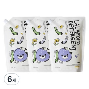케이맘 랄라포포 유아용 세탁세제 목련향 리필, 6개, 1.3L