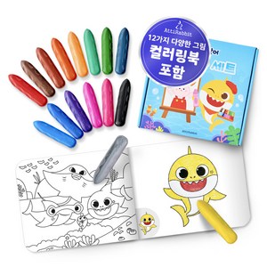 아띠래빗 손에 묻지 않는 스케치북 크레용 세트 핑크퐁 아기상어, 페이퍼북 골드박스 특가
