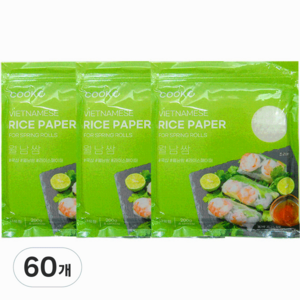 쿡샵 월남쌈 라이스페이퍼 사각, 200g, 60개