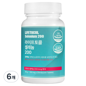 라이프토콜 셀레늄 200 40g, 6개, 200정