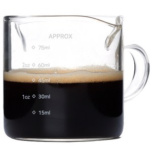 칼딘 내열유리 더블 푸어링 와이드 핸들 샷잔 80ml, 투명, 1개