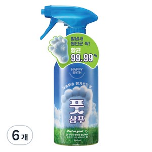 해피바스 필쏘굿 보송보송 항균 케어 풋샴푸 그린 시트러스향, 1개입, 6개, 500ml
