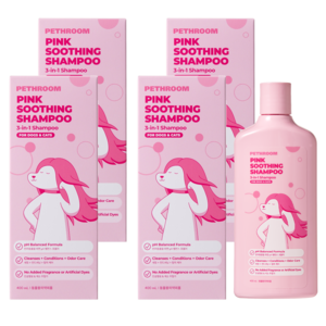 페스룸 반려동물 핑크 수딩 샴푸, 4개, 400ml