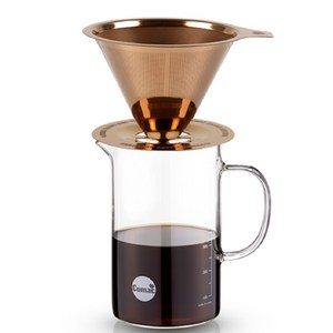 코맥 티타늄 커피 필터 드리퍼 + 계량 유리 서버 커피드립세트 600ml SFG1/G9, 로즈골드(드리퍼), 투명(서버), 1세트, 드리퍼+서버