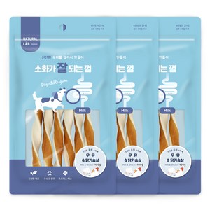 네츄럴랩 소화가 잘되는 껌 강아지 간식, 혼합맛(우유/닭가슴살), 100g, 3개