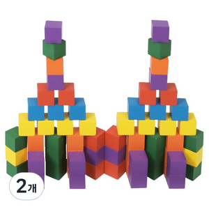 가베가족 큰솔 2.5cm 칼라 쌓기나무 100pcs, 2개