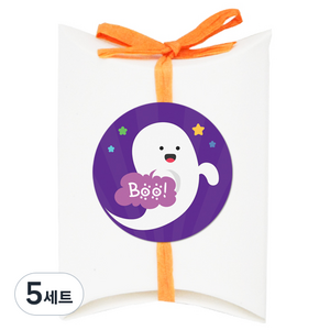 도나앤데코 아주작은반달상자 화이트 30p + 러블리 할로윈 베시시 유령 BOO 5cm 스티커 30p + 라피아끈 오렌지 20m, 혼합 색상, 5세트