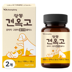 광동제약 견옥고 반려동물 관절 면역 눈 장건강 올인원플러스 영양제 80g, 2개, 종합영양제, 70정