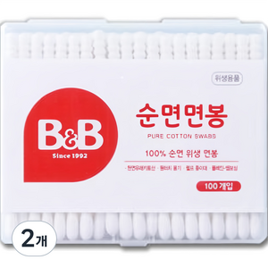 비앤비 유아 면봉, 100개입, 2개