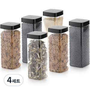 비프로젝트 냉장고 사각 보관용기 대 1200ml + 스티커 32종 세트, 6개입, 4세트