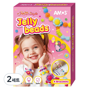 아모스 마이스타일 말랑 젤리비즈 팔찌 4p 만들기 세트, 혼합색상, 2세트