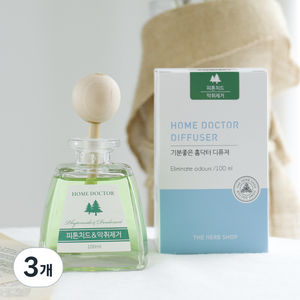 더허브샵 홈닥터 디퓨져, 피톤치드&악취제거, 100ml, 3개