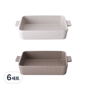 담음공방 온감 직사각 그라탕기 2종 세트, 설백 + 자황, 6세트