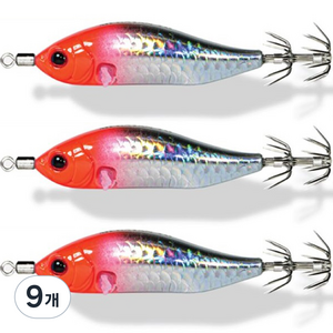 메가바이트 메가탄 케이무라 레이저 에기 90mm, MT02REDHEADSILVER, 9g, 9개