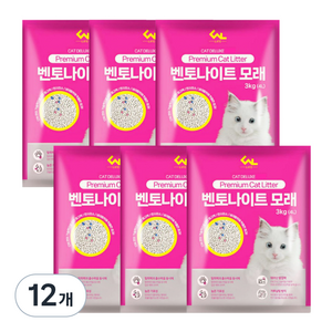 씨엔앨라이프 고양이 벤토나이트 모래 응고형, 4L, 3kg, 12개, 자스민