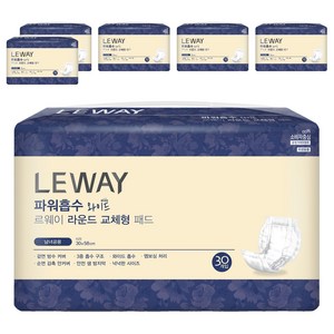 미래생활 르웨이 라운드 교체형 성인용 패드 와이드, 30개입, 6개