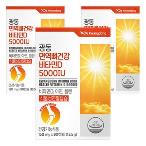 광동 면역 뼈건강 비타민D 5000IU 13.5g, 90정, 3개