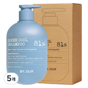 바이아우어 티트리 스칼프 쿨링 탈모 샴푸 그린 애플 민트, 500ml, 5개