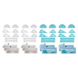 아이비스 구부러지는 삼각자 각도기 세트, 화이트 + 블루, 8개