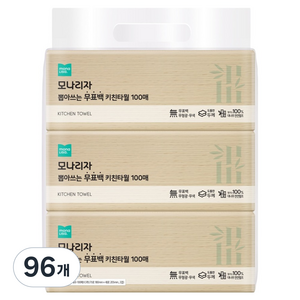 모나리자 뽑아쓰는 무표백 천연펄프 키친타올, 100개입, 96개